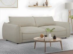 Canapé 3 Places En Velours Côtelé Beige NOCARA -Accueil-Canapé canape 14394543