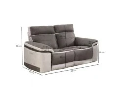 Canapé Relaxation 2,5 Places Motorisé En Tissu Bicolore Taupe - CLARA -Accueil-Canapé canape 14503219