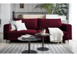 Canapé 3/4 Places Convertible Et Espace De Rangement - Fushia - En Tissu De Qualité, DANY