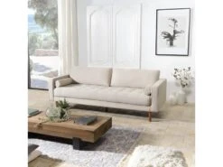 NOE - Canapé Beige 4 Places Pieds En Bois