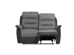 Canapé De Relaxation 2 Places En Microfibre Et Simili LÉON - Gris Et Noir -Accueil-Canapé canape 14642967