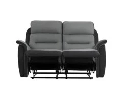 Canapé De Relaxation 2 Places En Microfibre Et Simili LÉON - Gris Et Noir -Accueil-Canapé canape 14642969