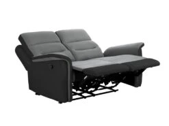Canapé De Relaxation 2 Places En Microfibre Et Simili LÉON - Gris Et Noir -Accueil-Canapé canape 14642971