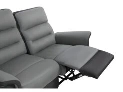 Canapé De Relaxation 2 Places En Microfibre Et Simili LÉON - Gris Et Noir -Accueil-Canapé canape 14642979