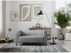 Canapé Fixe SERENA 2 Places En Tissu Avec Pieds épingles - Gris Clair -Accueil-Canapé canape 14643949