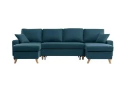 Canapé Panoramique Scandinave Convertible 2 Coffres En Tissu Déperlant