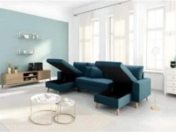 Canapé Panoramique Scandinave Convertible 2 Coffres En Tissu Déperlant -Accueil-Canapé canape 14647091