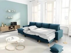 Canapé Panoramique Scandinave Convertible 2 Coffres En Tissu Déperlant -Accueil-Canapé canape 14647093