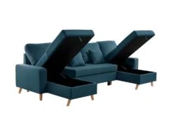 Canapé Panoramique Scandinave Convertible 2 Coffres En Tissu Déperlant -Accueil-Canapé canape 14647099