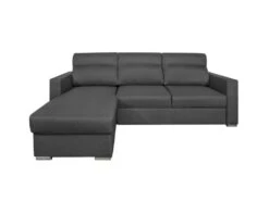 Canapé D'angle KEI Réversible Convertible En Tissu - Gris Anthracite