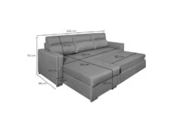 Canapé D'angle KEI Réversible Convertible En Tissu - Gris Anthracite -Accueil-Canapé canape 14647161