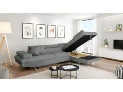 Canapé D'angle Convertible Droit Avec Coffre De Rangement En Tissu -Accueil-Canapé canape 14648395