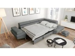 Canapé D'angle Convertible Droit Avec Coffre De Rangement En Tissu -Accueil-Canapé canape 14648397