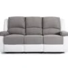 Canapé Relaxation 3 Places Microfibre Et Simili DETENTE - Blanc Et Gris