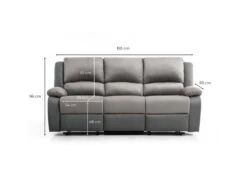 Canapé Relaxation 3 Places Microfibre Et Simili DETENTE - Blanc Et Gris -Accueil-Canapé canape 14650153