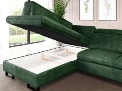 Canapé D'angle Gauche Convertible En Velours Vert DIMARO -Accueil-Canapé canape 14651571