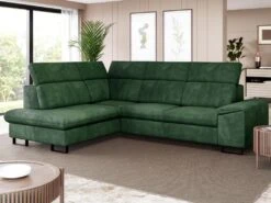 Canapé D'angle Gauche Convertible En Velours Vert DIMARO -Accueil-Canapé canape 14651635