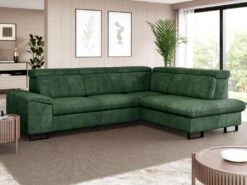 Canapé D'angle Droit Convertible En Velours Vert DIMARO -Accueil-Canapé canape 14652093