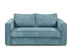 Canapé 3 Places Convertible Express En Velours Côtelé Bleu Clair - Couchage 140 Cm - Matelas 22 Cm LORETO -Accueil-Canapé canape 14802937