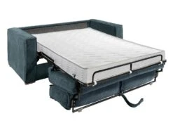 Canapé 3 Places Convertible Express En Velours Côtelé Bleu - Couchage 140 Cm - Matelas 14 Cm LORETO -Accueil-Canapé canape 14803031