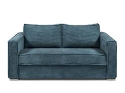 Canapé 3 Places Convertible Express En Velours Côtelé Bleu - Couchage 140 Cm - Matelas 22 Cm LORETO -Accueil-Canapé canape 14803795