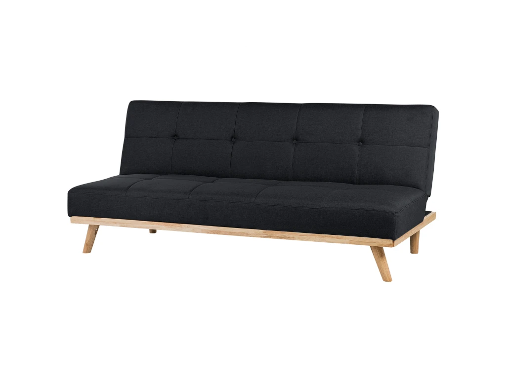 Canapé Convertible 3 Places En Tissu Noir FROYA 8 Canapé Convertible 3 Places En Tissu Noir FROYA – Image 6