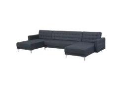 Canapé Panoramique Convertible En Tissu Gris Foncé 5 Places ABERDEEN -Accueil-Canapé canape 14825865