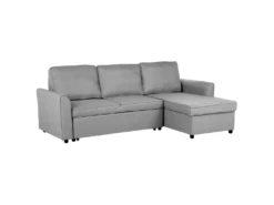 Canapé Angle Côté Gauche Convertible En Tissu Gris Clair 3 Places NESNA -Accueil-Canapé canape 14828789