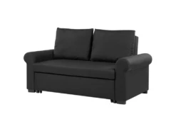 Canapé 2 Places Convertible En Tissu Noir SILDA -Accueil-Canapé canape 14828809