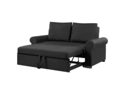 Canapé 2 Places Convertible En Tissu Noir SILDA -Accueil-Canapé canape 14828811