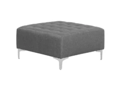 Canapé Angle Droite Convertible En Tissu Gris Clair 4 Places Avec Pouf ABERDEEN -Accueil-Canapé canape 14877541