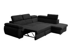 Canapé D'angle Convertible En Tissu Avec Coffre De Rangement FABIEN - Noir - Angle Droit -Accueil-Canapé canape 14929107