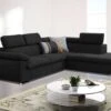 Canapé D'angle Convertible En Tissu Avec Coffre De Rangement FABIEN - Noir - Angle Droit -Accueil-Canapé canape 14929111
