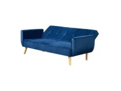 BERLIN - Canapé Scandinave Convertible 3 Places Velours Bleu Nuit -Accueil-Canapé canape 15000443