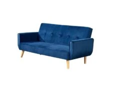 BERLIN - Canapé Scandinave Convertible 3 Places Velours Bleu Nuit -Accueil-Canapé canape 15000449