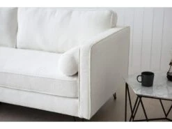 CLOUD - Canapé 3 Places Blanc Bouclette Avec Pieds En Métal -Accueil-Canapé canape 15002275