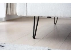 CLOUD - Canapé 3 Places Blanc Bouclette Avec Pieds En Métal -Accueil-Canapé canape 15002277