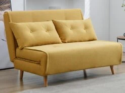 Canapé 2 Places Convertible En Tissu Jaune Moutarde URIBIA -Accueil-Canapé canape 15882259