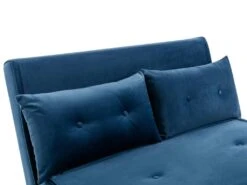 Canapé 2 Places Convertible En Velours Bleu Nuit URIBIA -Accueil-Canapé canape 15883209