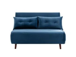 Canapé 2 Places Convertible En Velours Bleu Nuit URIBIA -Accueil-Canapé canape 15883215