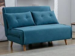 Canapé 2 Places Convertible En Tissu Bleu URIBIA -Accueil-Canapé canape 15886359