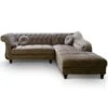 Canapé D'angle Brittish Velours Taupe Style Chesterfield -Accueil-Canapé canape 15932213