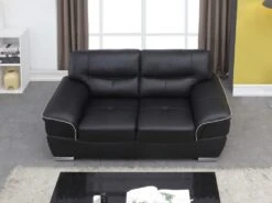 Canapé 2 Places En Cuir THIBAULT - Noir -Accueil-Canapé canape 159609