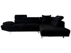 Canapé D'angle XL En Tissu ROMAIN - Noir Angle Droit -Accueil-Canapé canape 160025