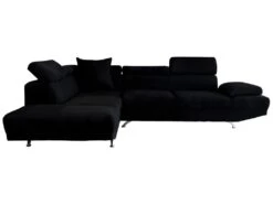 Canapé D'angle XL En Tissu ROMAIN - Noir Angle Gauche -Accueil-Canapé canape 160027