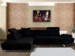 Canapé D'angle XL En Tissu ROMAIN - Noir Angle Droit -Accueil-Canapé canape 160030 1