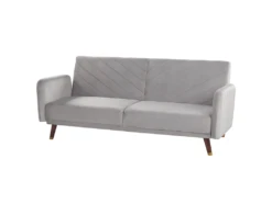 Canapé Convertible 3 Places En Velours Gris Clair SENJA -Accueil-Canapé canape 16174381