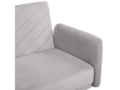 Canapé Convertible 3 Places En Velours Gris Clair SENJA -Accueil-Canapé canape 16174389