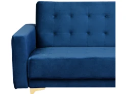 Canapé Convertible 3 Places En Velours Bleu Marine ABERDEEN -Accueil-Canapé canape 16174543