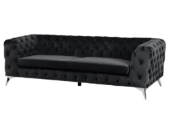 Canapé 3 Places En Velours Noir SOTRA 16 Canapé 3 Places En Velours Noir SOTRA -Accueil-Canapé canape 16181029